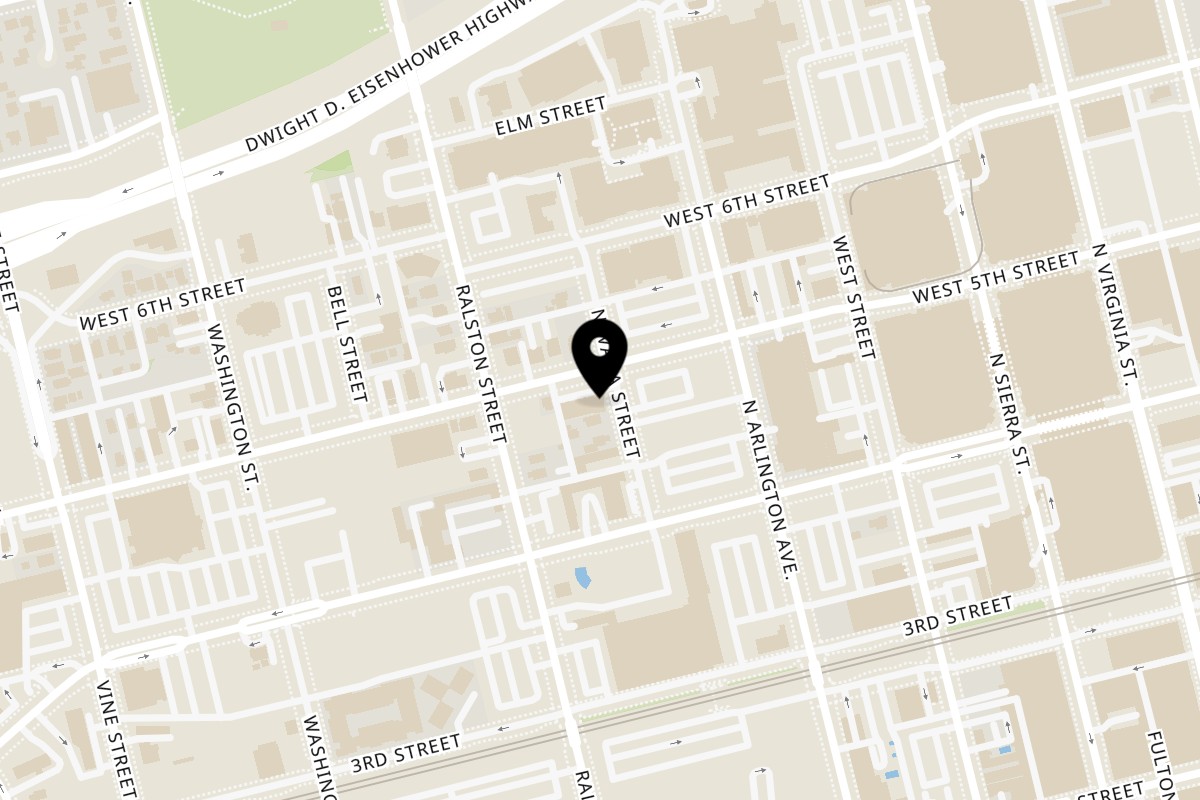 Map showing the location of Itzavy Sushi on 400 W 5th St UNIT 102 in Reno